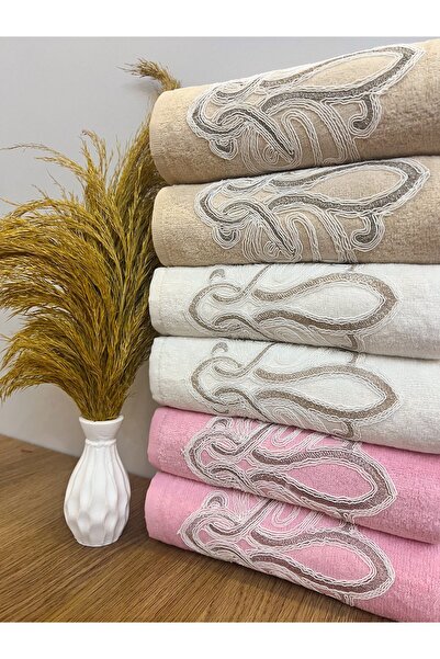 AYHANHOME Набір розкішних рушників для рук та обличчя з французького гупуру та візерунками Джейізлік 50x90 в коробці 6 шт.