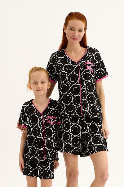 LILIAN Seturi de pantaloni scurți Smiley Stars Seturi de pijama pentru mama și fiica. Vândut separat Prețurile sunt diferite