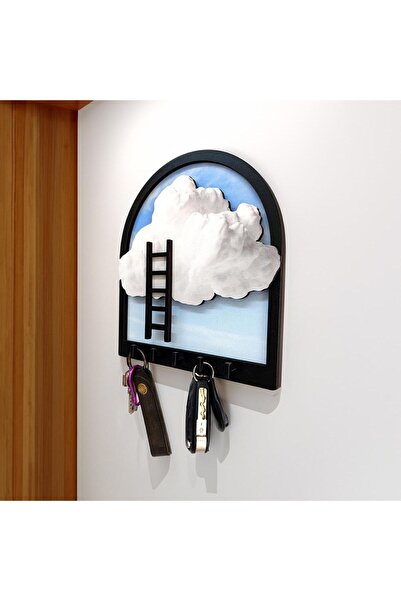 CajuArt Kabartma Tasarım Bulut Merdiven Tema Duvar Askılık Dekor Anahtarlık