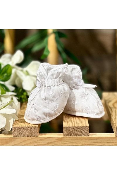 Renkli Puset Scallop Lace Embroidered Newborn Baby Booties