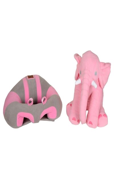 BEBEYATMAZ Bebek Destek Gri-pembe   Oturma Minderi Ve Pembe Uyku Fili