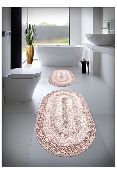 Cotton Crafty Σετ πατάκι μπάνιου από 100% βαμβάκι, απορροφητικό νερό, χαλί μπάνιου Cottonway Σετ 2 60x100 - 60x50