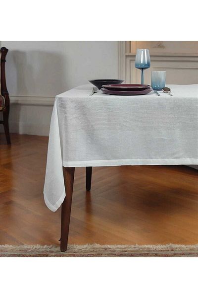 PİKKO HOME Shiny Ecru-White Polyester Table Cloth(Lm)