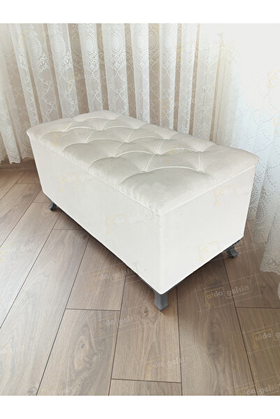 aldagelsin Lüks Sandıklı Kapitoneli Ayakucu Puf Bench 120 cm Gümüş Ayak