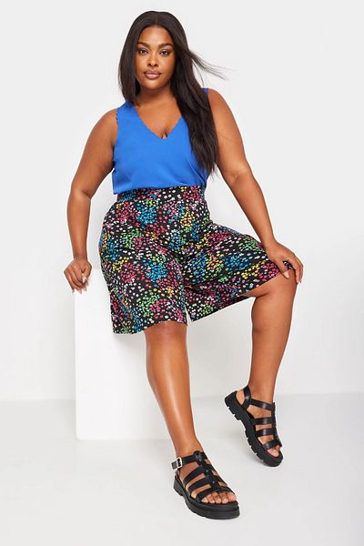 Stil Diva Patterned Lycra Large Size Shorts - Elastic Waist, Loose Fit145098