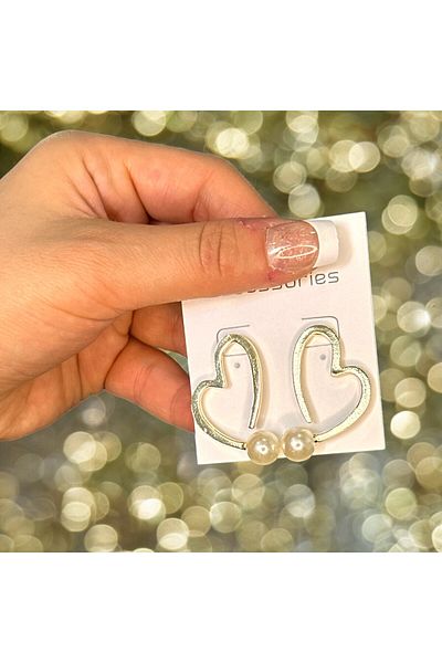 Housess أقراط نسائية منقوشة على شكل قلب فراشة ذهبية