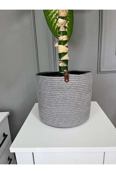 ENBEVEZ HOME Wicker Flower Pot, Multi-Purpose Wicker Basket, Garden Organizer 22X20 Gray