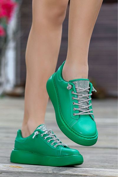 LEYDİ SHOES Pantofi sport Porto cu detaliu din piatră verde