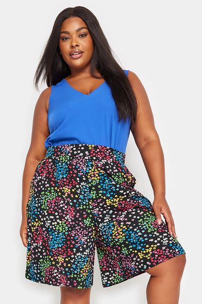Stil Diva Patterned Lycra Large Size Shorts - Elastic Waist, Loose Fit145098