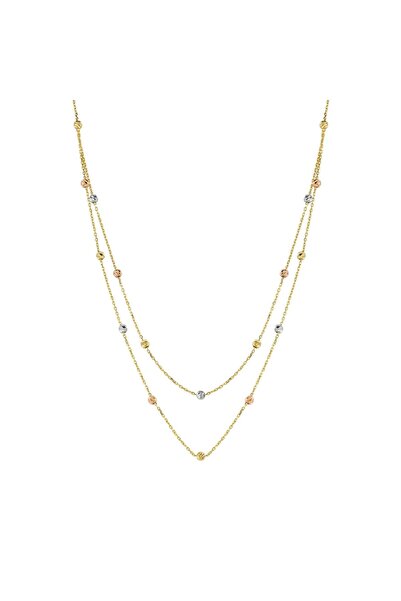 Fay Yamaner Altın Dorika Toplu Çift Sıra Kolye