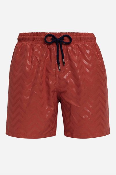 Tudors Costum de baie pentru bărbați color cărămidă - pantaloni scurți de baie cu modele cu uscare rapidă