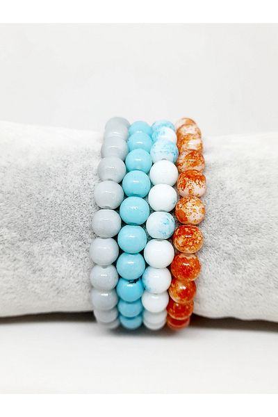 Kusakli Set of 4 Mixed Glass Beaded Bracelets