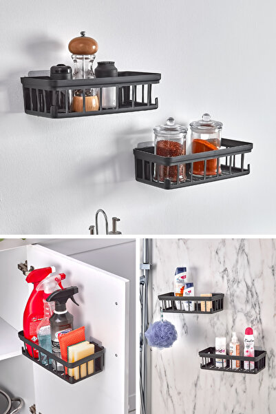 Genel Markalar 2 Adet Oslo Kendinden Yapışkanlı 2'li Banyo Rafı Tarz Baharatl...