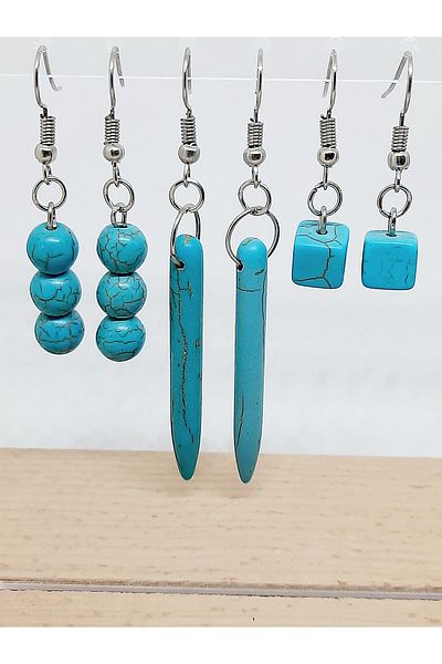 Kusakli Turquoise 3-Piece Dangle Earring Set