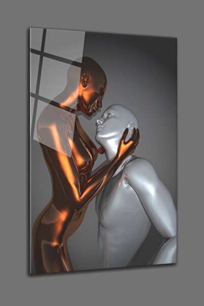 BV DEKOR ΤΡΙΣΔΙΑΣΤΑΤΗ ΕΙΚΟΝΑ ΧΡΥΣΟ ΑΣΗΜΙ ΑΝΘΡΩΠΙΝΟ ΖΕΥΓΑΡΙ ΓΥΑΛΙΝΗ ΔΙΑΚΟΣΜΗΣΗ...