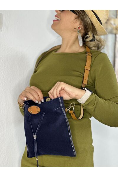 Tuvita Collection Bodrum % 100 Gerçek Süet Deri El Yapımı Taba Omuz Askılı Ka...