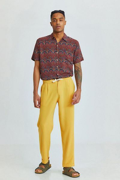 Clandestino Yellow Bohemian Men's Double Leg Trousers