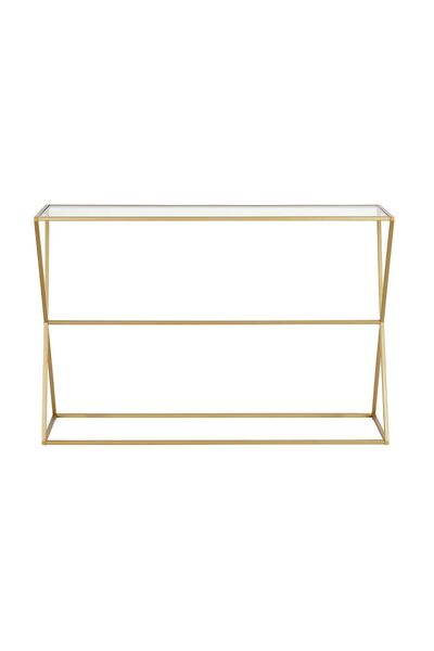 TOLIAHOME Gold Renk Temper Camlı Dresuar Metal Konsol