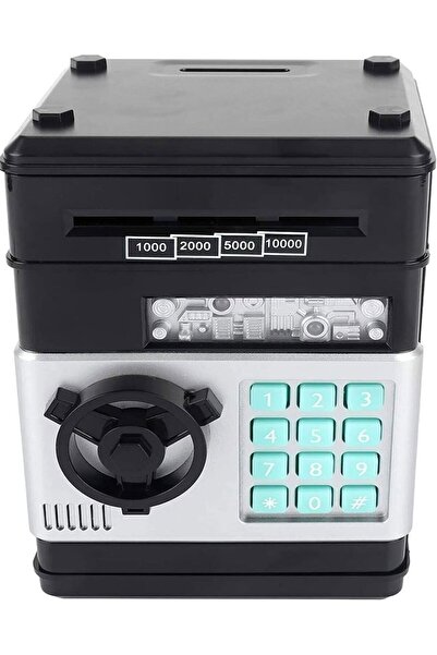 Genel Markalar SİYAH RENK Şifreli Otomatik Kağıt Para Alan Kasa Kumbara Oyuncak Dijital Atm