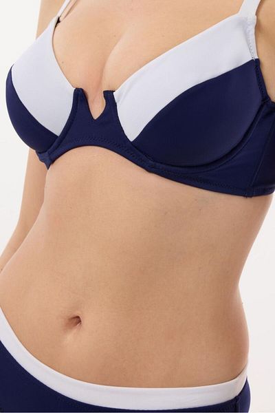 AYYILDIZ 4515 Model Navy Blue White Capless Bikini Set