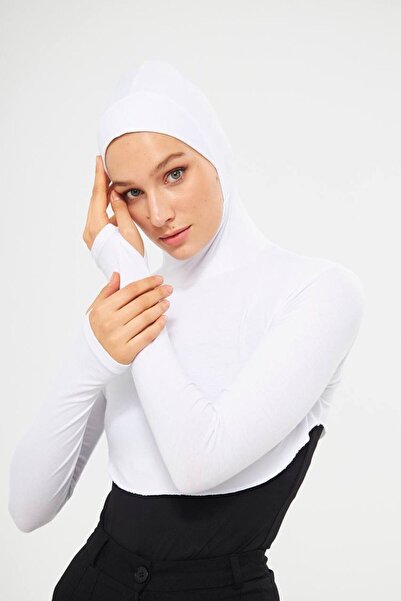 Lerra جسم قصير أبيض - غطاء للأصابع وأكمام طويلة