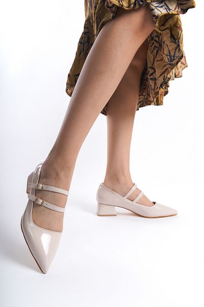 eformoda by emre yılmaz Mary Jane ZR03 din piele lăcuită - pantofi confortabili, cu brâu, cu toc, cu vârf ascuțit