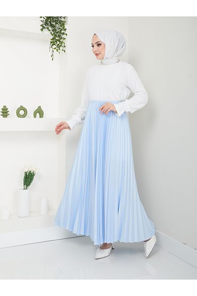 VOLT CLOTHİNG Women's Pleated Skirt - Basic Model with Elastic Waist