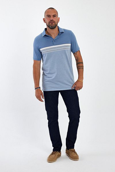 ENQUE Ανδρικό μπλουζάκι Basic Polo με κοντό μανίκι μονόχρωμο γαλάζιο