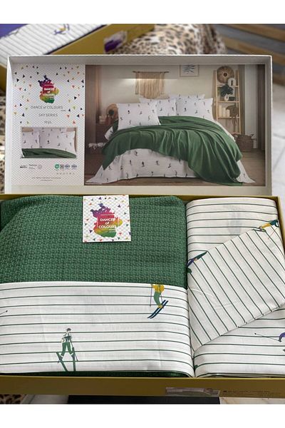 Sudemhome Πράσινο Σετ Προίκα King Size Διπλό 100% Βαμβακερό Πικέ