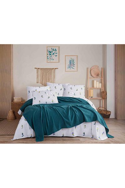 Sudemhome Set 100% bumbac King Size Double Pique - Suport pentru zestre din petrol