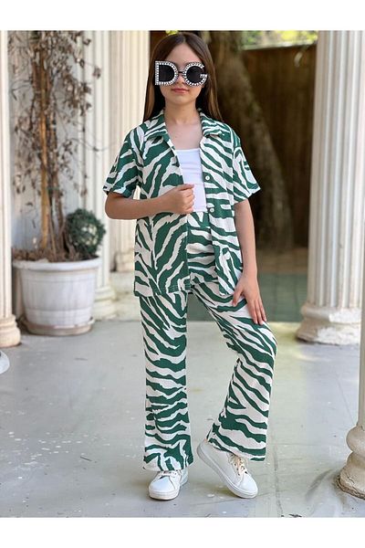 Calisa Set cardigan și pantaloni pentru fete cu model zebră - de vară de sărbători
