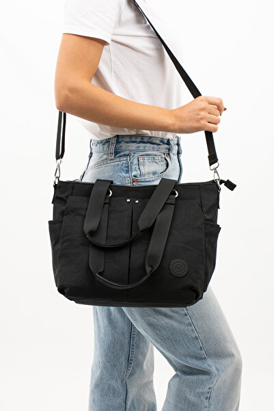 By Hakan Sn-4000 Black Crinkle Shoulder & Handbag - Shoulder Bag