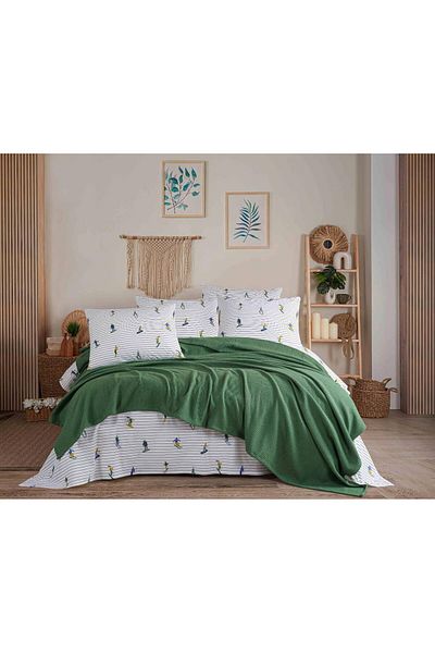 Sudemhome Πράσινο Σετ Προίκα King Size Διπλό 100% Βαμβακερό Πικέ