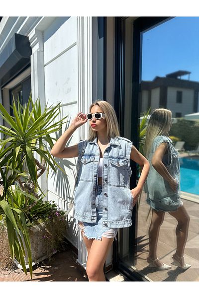 SOLİS MODA Women's Denim Vest - Stylish and Comfortable