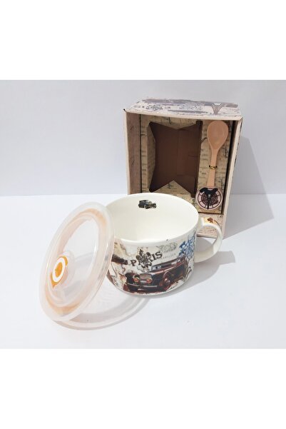 renkli çiçekler 700ml Porcelain Food Storage Container with Lid Patterned Porcelain Food Pot with Handle