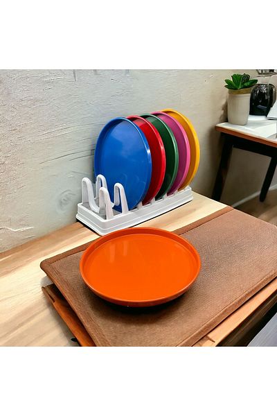 YzHome 6-Piece Metal Colored Presentation Serving Tray Tray 24cm