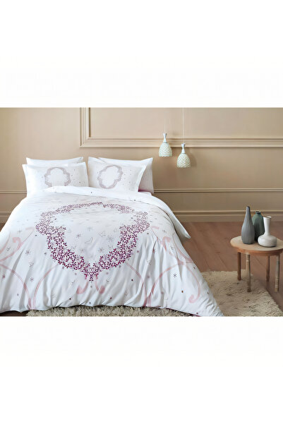 Taç Постільна білизна Glow Saten Ruby Grey Crown для подвійного ліжка