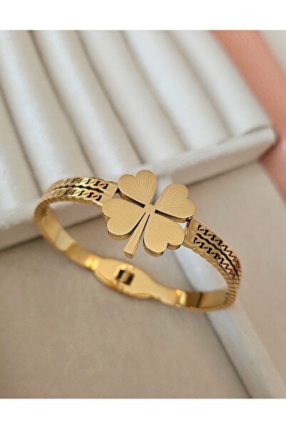 mavidenizaccesories Steel Cuff Bracelet Steel Clover Bracelet