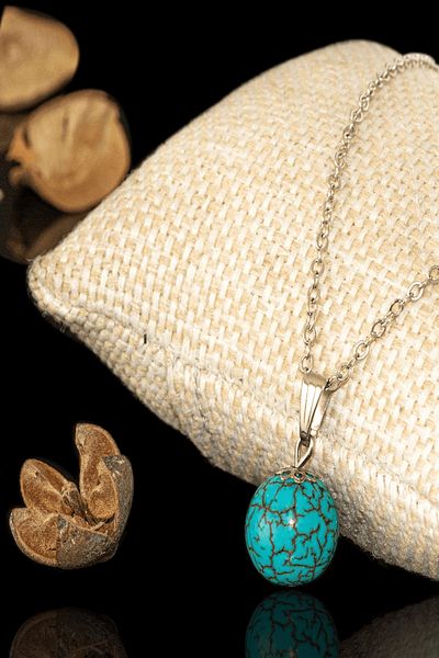 Tesbih Atölyesi Turquoise Globe Model Stone Necklace - Certified (Turquoise Stone)
