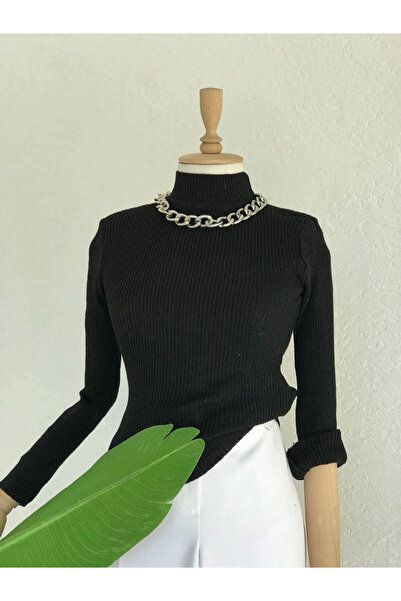 Hepsi Moda HZ Balıkçı Triko Kazak - Siyah
