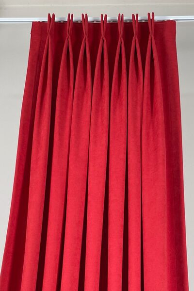 ARIKAN HOME High Quality Washable Sunset Red Color American Pleat Background Curtain 1/3 Close Pleat