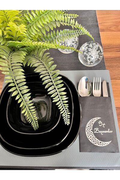 kidspartim Black Silver Gilded - 12 Pack 40x40 Air Touch Napkin