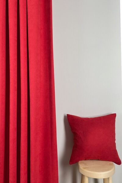 ARIKAN HOME High Quality Washable Sunset Red Color American Pleat Background Curtain 1/3 Close Pleat