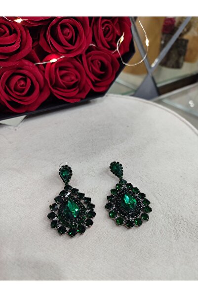 Efay Zirkon Taşlı Küpe Kristal Aksesuar Düğün Kına Nikah Nişan