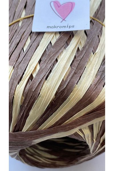 Makromİps PREMIUM MIX SOFT RAFFIA - 50gr 65m Soft Bag, Multicolored and Natural Marbled
