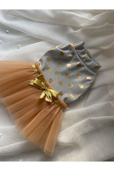 Barneystore Gold Glitter Cat Dog Tutu Dress