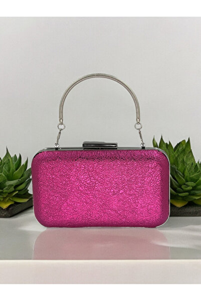 Biçanta Geantă de seară cu model de cristal roz fucsia - Portofoliu de logodn...