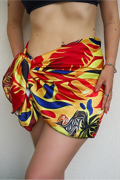 minufco Seemless Patterned Women's Beach Dress - Short Pareo Jersey Fabric