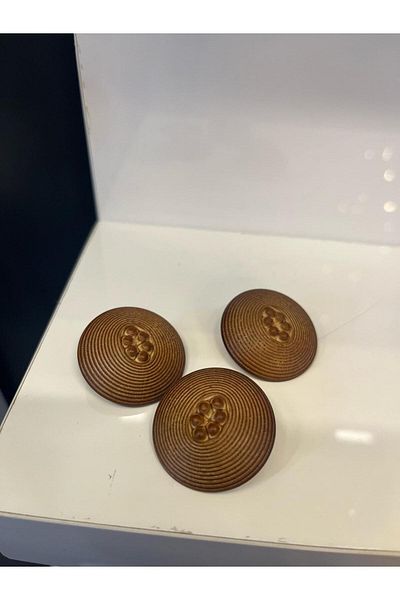 Taşkın Aksesuar 3.5cm Coffee Color Button with Handle - 5 PCS Plastic Ornamental Pillow Accessory, Round with Throw Pillow Pattern