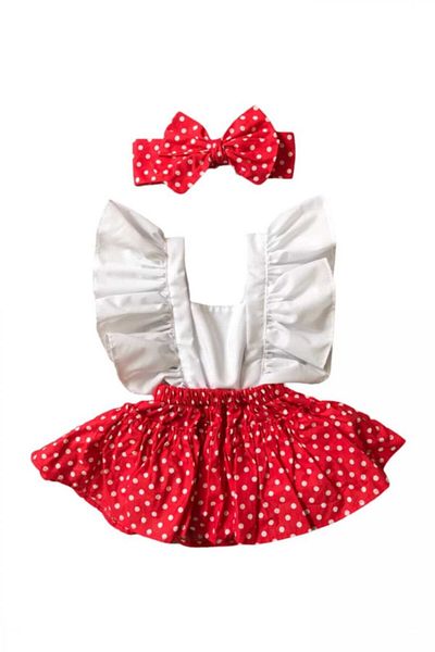 lalinkids Red Polka Dot Salopet & Bandana Girl's Set